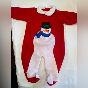 3-6 months Fleece Onsie with cute Snowman embellishment on front